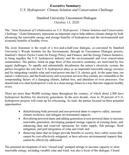 [Standford University] U.S. Hydropower: Climate Solution and ...